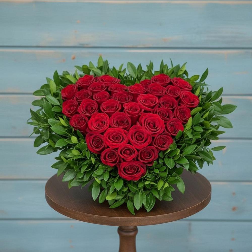 Цветочная композиция из Розы в виде сердца в Энгельсе