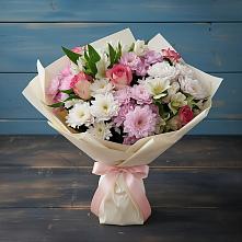 Букет цветов из:  Хризантемы, Альстромерии и Розы в Энгельсе