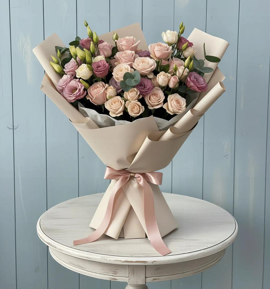 Букет цветов из: Розы и Лизиантусы в Энгельсе