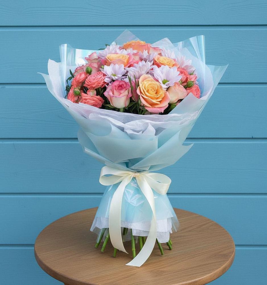 Букет цветов из: Хризантемы и Розы в Энгельсе