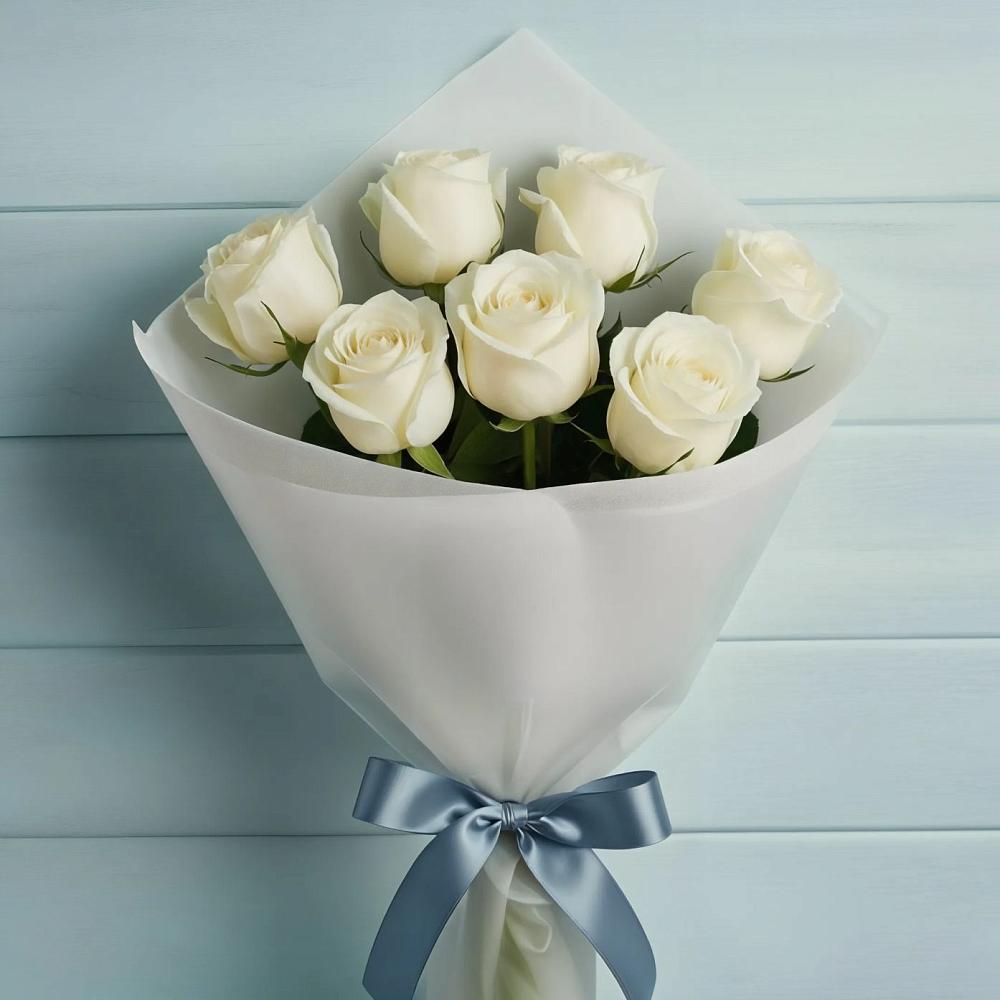 Букет 7 Белых роз Эдлесс Лав в Энгельсе
